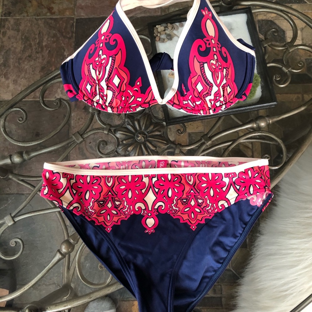Charmante Fuschia and Navy bikini